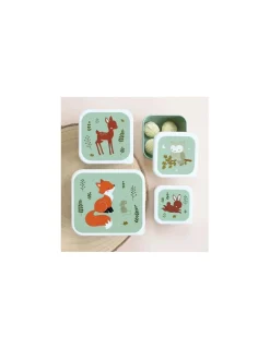 Enfant A little lovely company 4 boites à goûter amis de la forêt sauge -