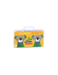 Moulin Roty 24 crayons de cire les Popipop -