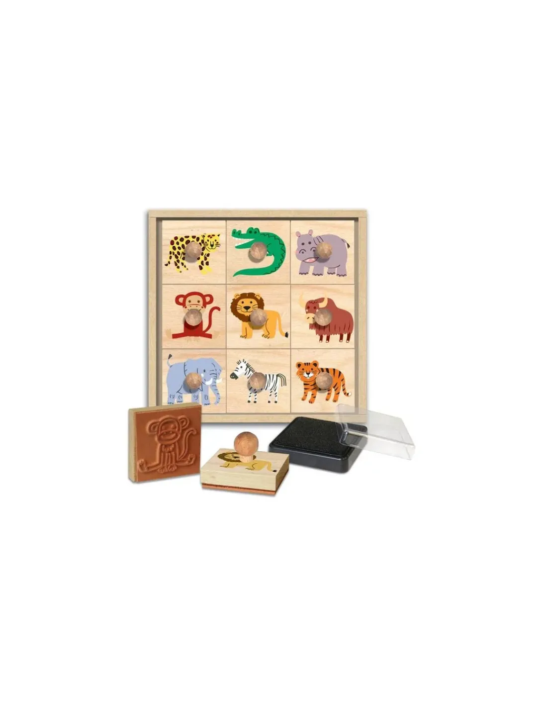Crea Lign’ 9 tampons en bois les animaux de la savane - CréaLign'