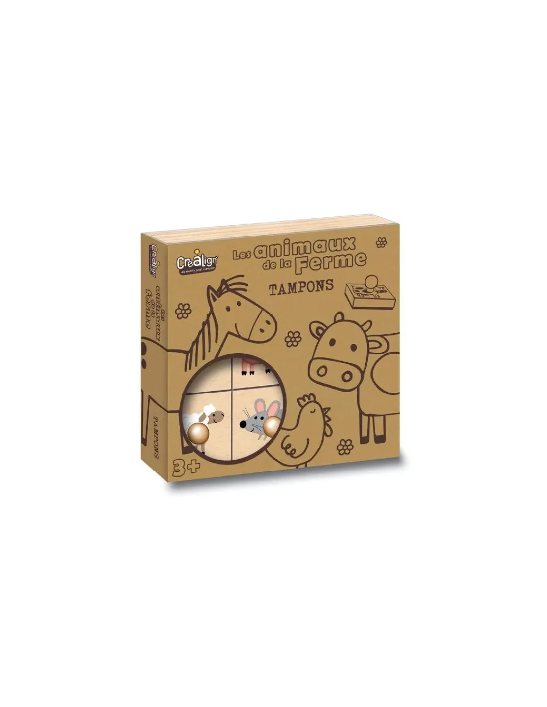 Crea Lign’ 9 tampons en bois les animaux de la ferme - CréaLign'