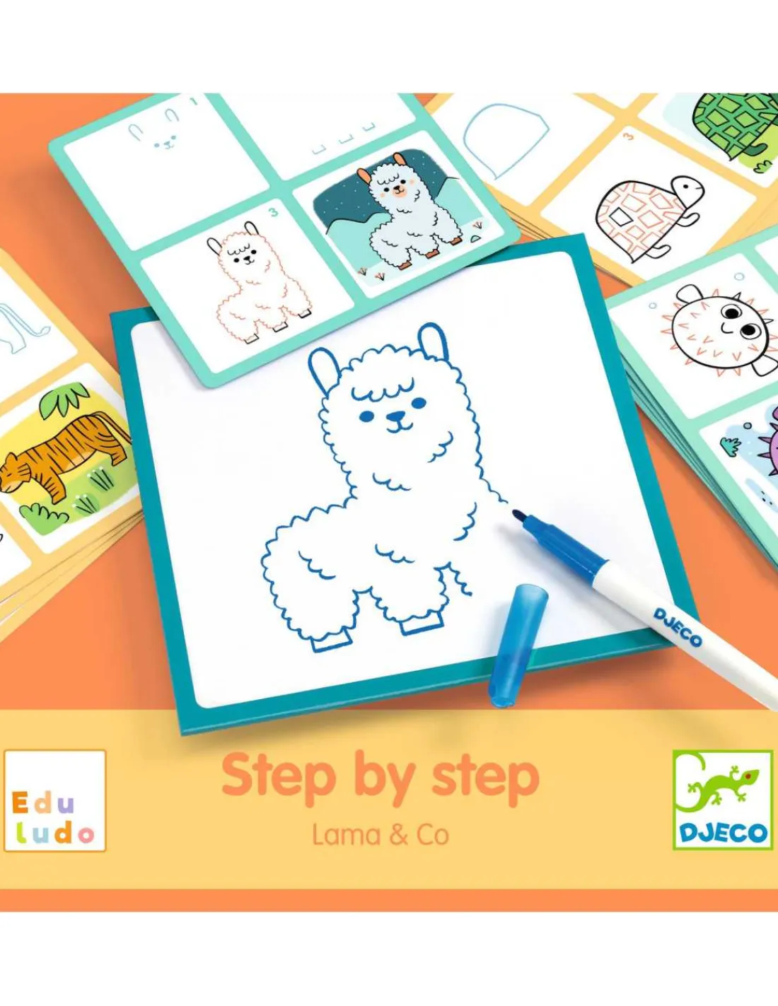 Enfant Djeco Apprendre à dessiner Step by step Lama & Co -