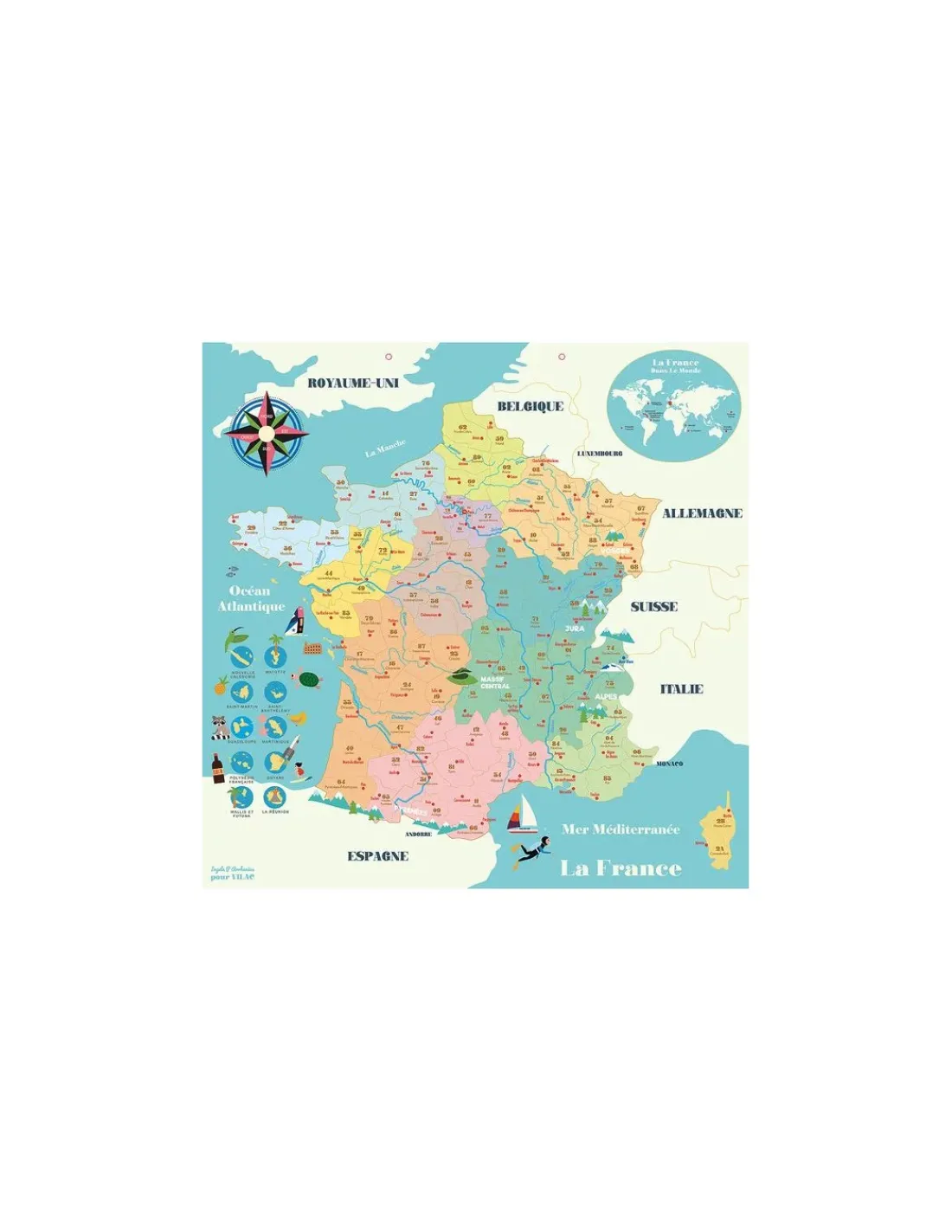 Vilac Carte de France magnétique Ingela P. Arrhenius -