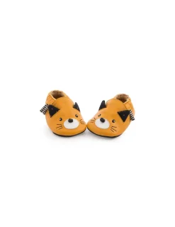 Moulin Roty Chaussons cuir chat moutarde Les moustaches 6/12 m -