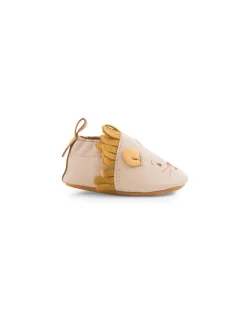 Moulin Roty Chaussons cuir lion beige Sous mon baobab 18/24 m -
