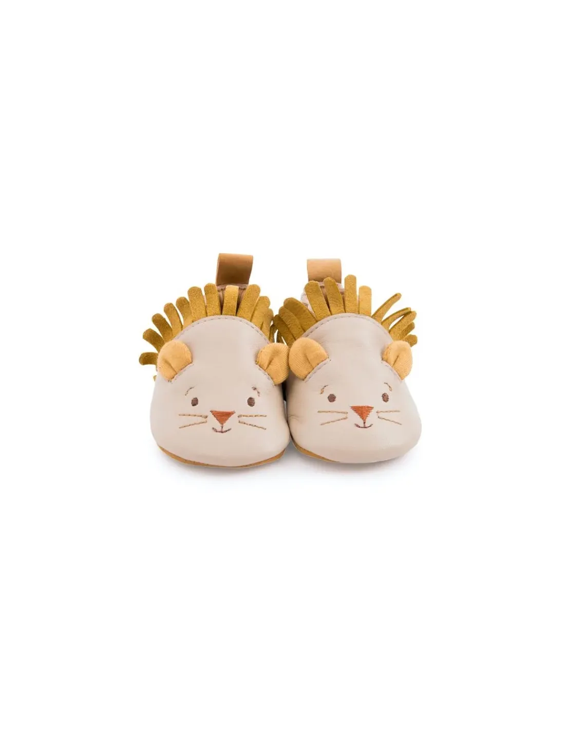 Moulin Roty Chaussons cuir lion beige Sous mon baobab 6/12 m -
