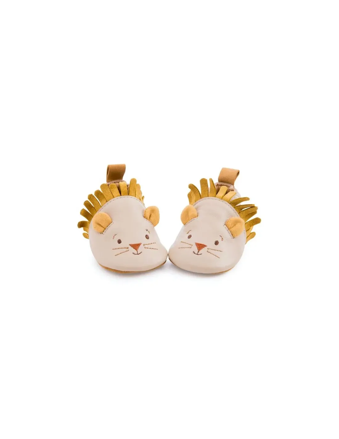 Moulin Roty Chaussons cuir lion beige Sous mon baobab 6/12 m -