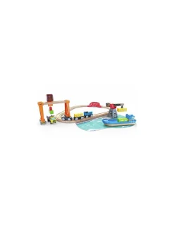 Hape Toys Circuit de train cargo et grue - Hape