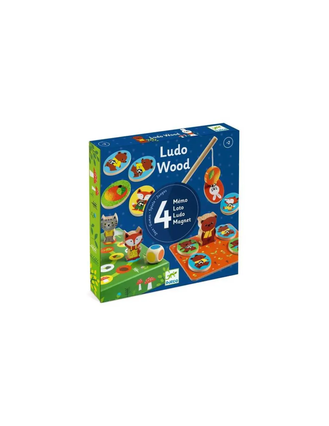 Enfant Djeco Coffret 4 jeux Ludo Wood -