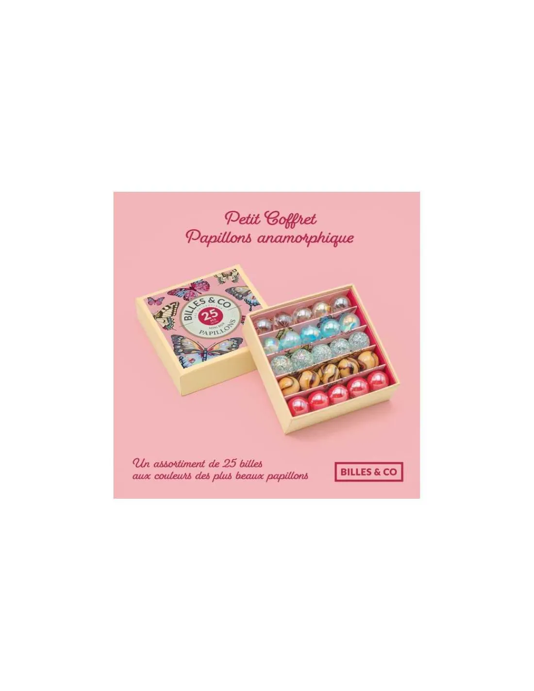 Billes and Co Coffret de 25 billes Papillons Anamorphique - Billes & Co