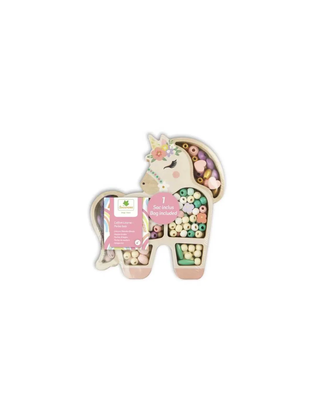 Sycomore Coffret licorne perles en bois -
