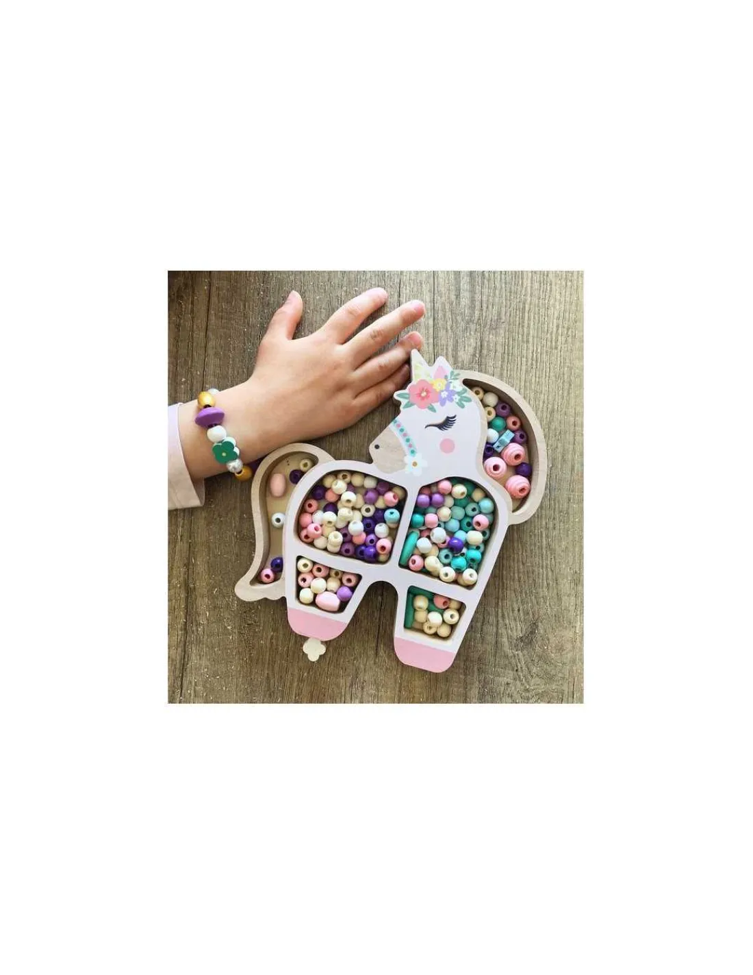 Sycomore Coffret licorne perles en bois -