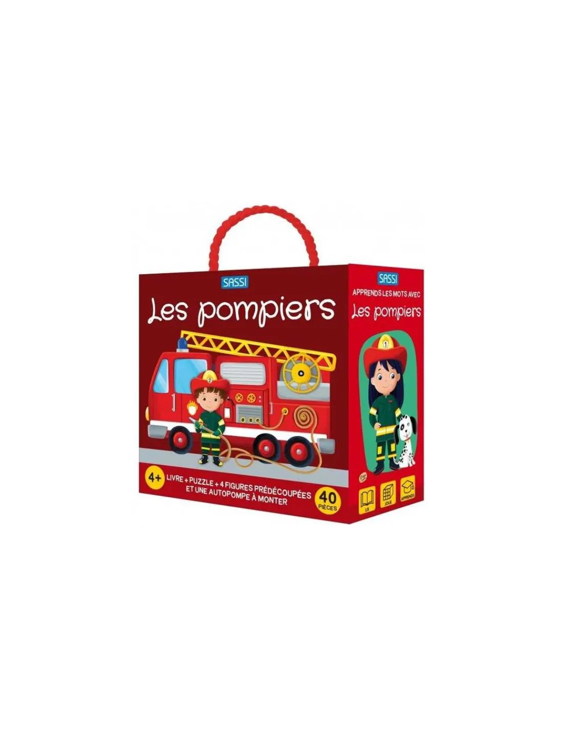 Sassi junior Coffret livre et puzzle Les pompiers - Sassi