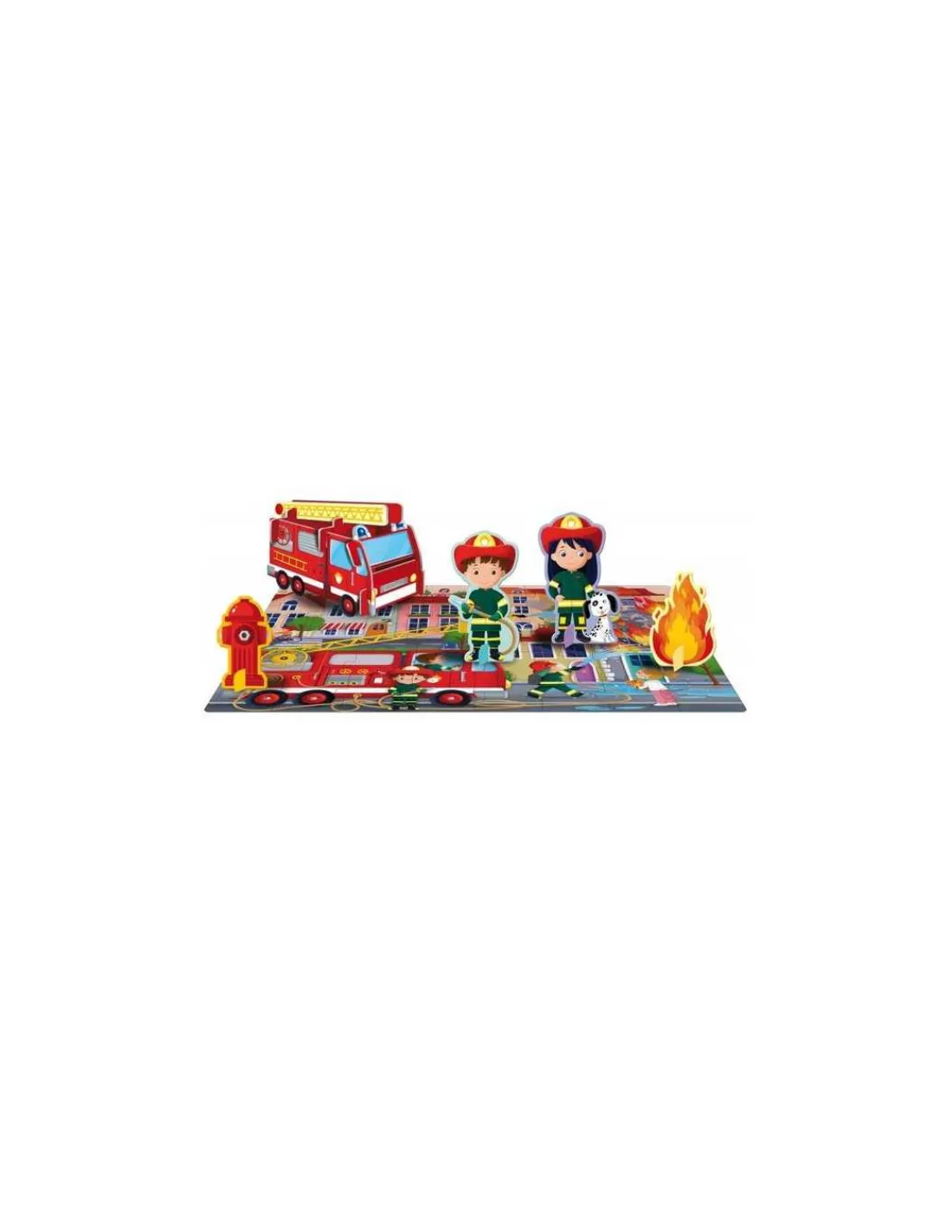 Sassi junior Coffret livre et puzzle Les pompiers - Sassi