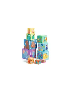Djeco Cubes à empiler arc en ciel -