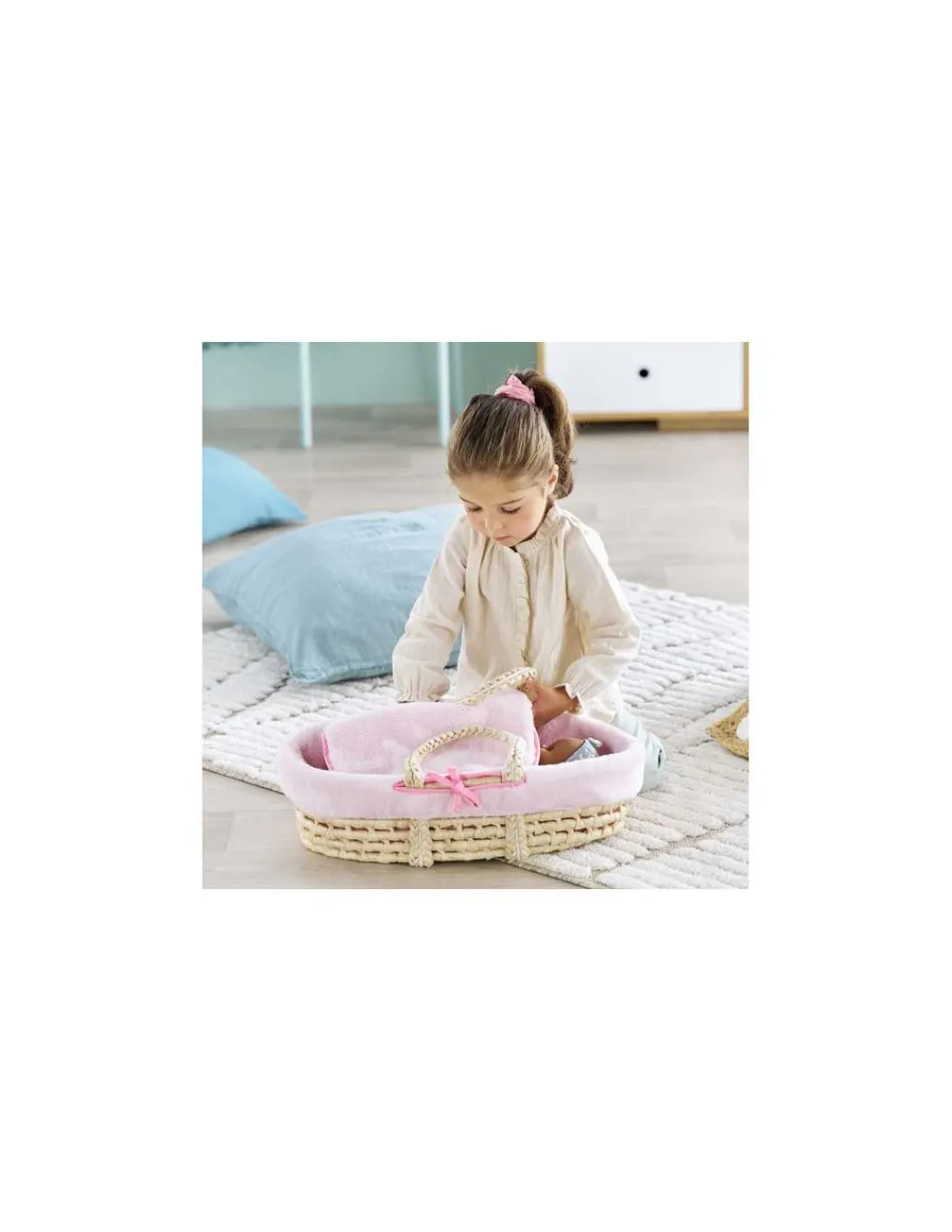 Corolle Ensemble couffin peluche rose -