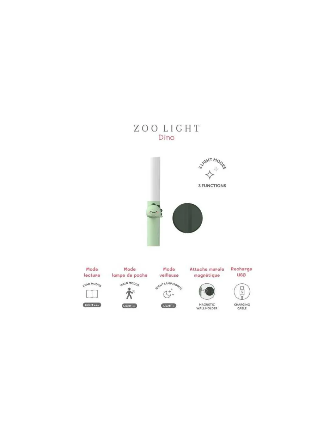 Enfant The Zoofamily Lampe 3-en-1 Zoo Light Dinosaure -