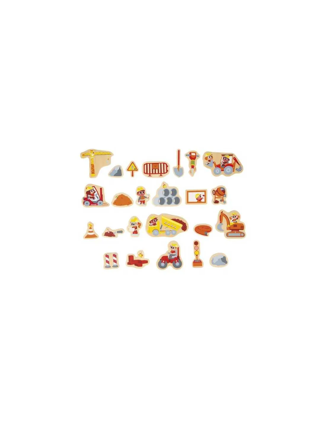 Janod Magnets Engins de chantier 24 pièces -