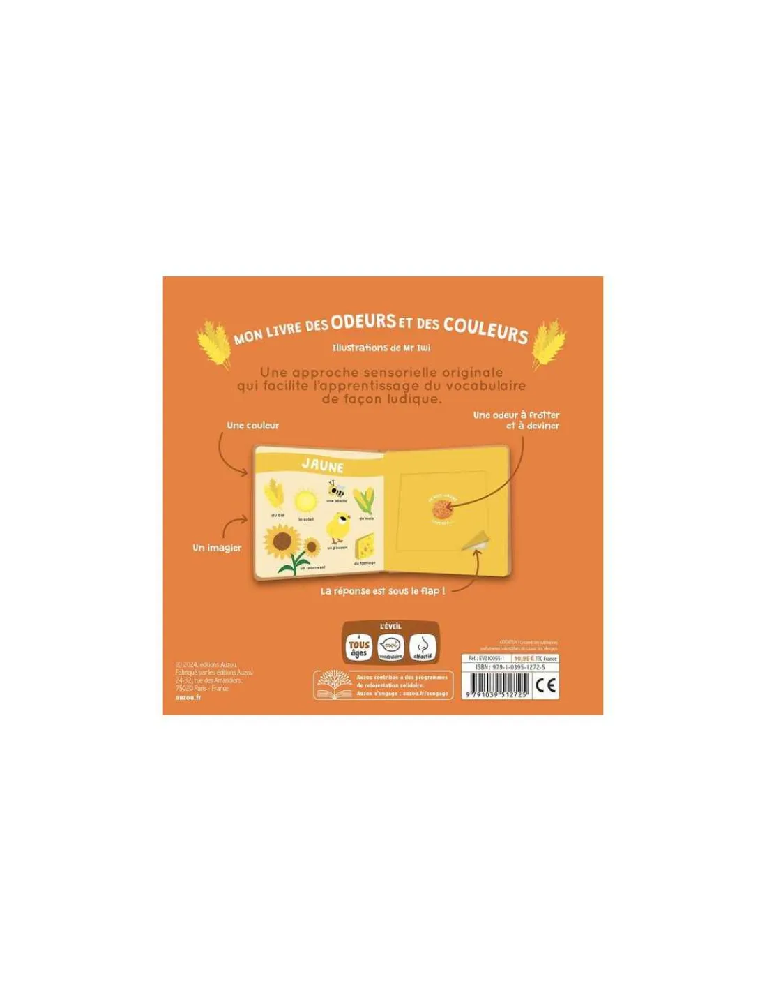 Auzou Mon livre des odeurs et des couleurs La ferme -