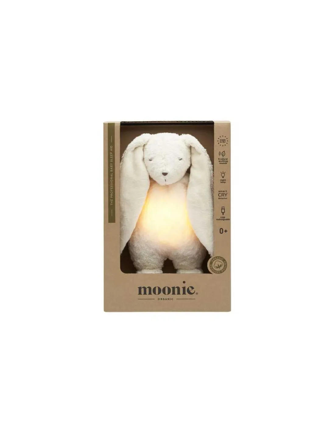 Moonie Peluche veilleuse musicale lapin blanc polaire -