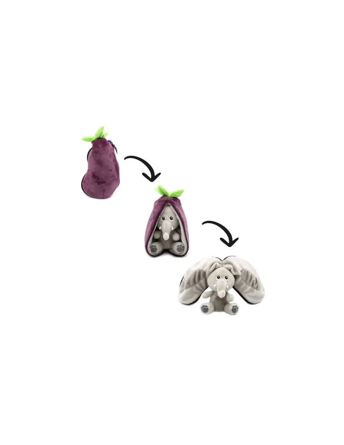 Les Deglingos Peluche Velvet l'éléphant aubergine - Flipetz by Déglingos