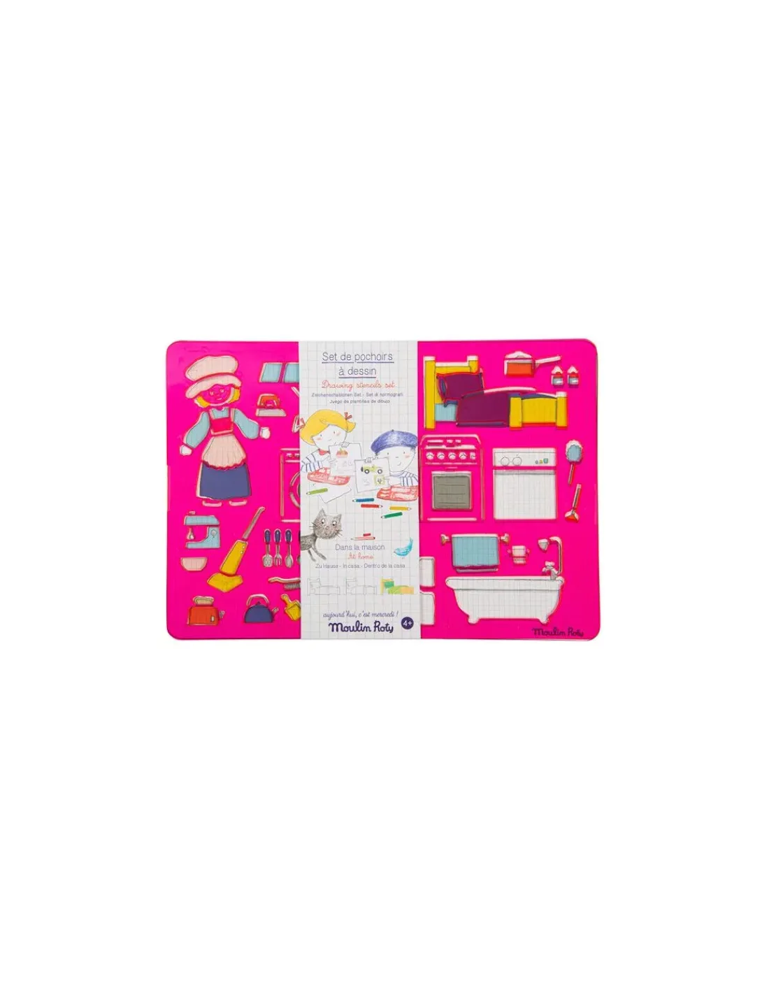 Moulin Roty Pochoirs à dessin Dans la maison Aujourd'hui c'est mercredi -