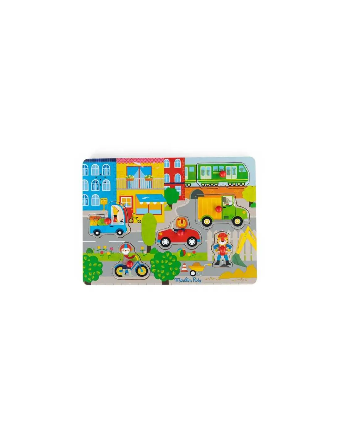 Moulin Roty Puzzle sonore en bois la ville Les Popipop -