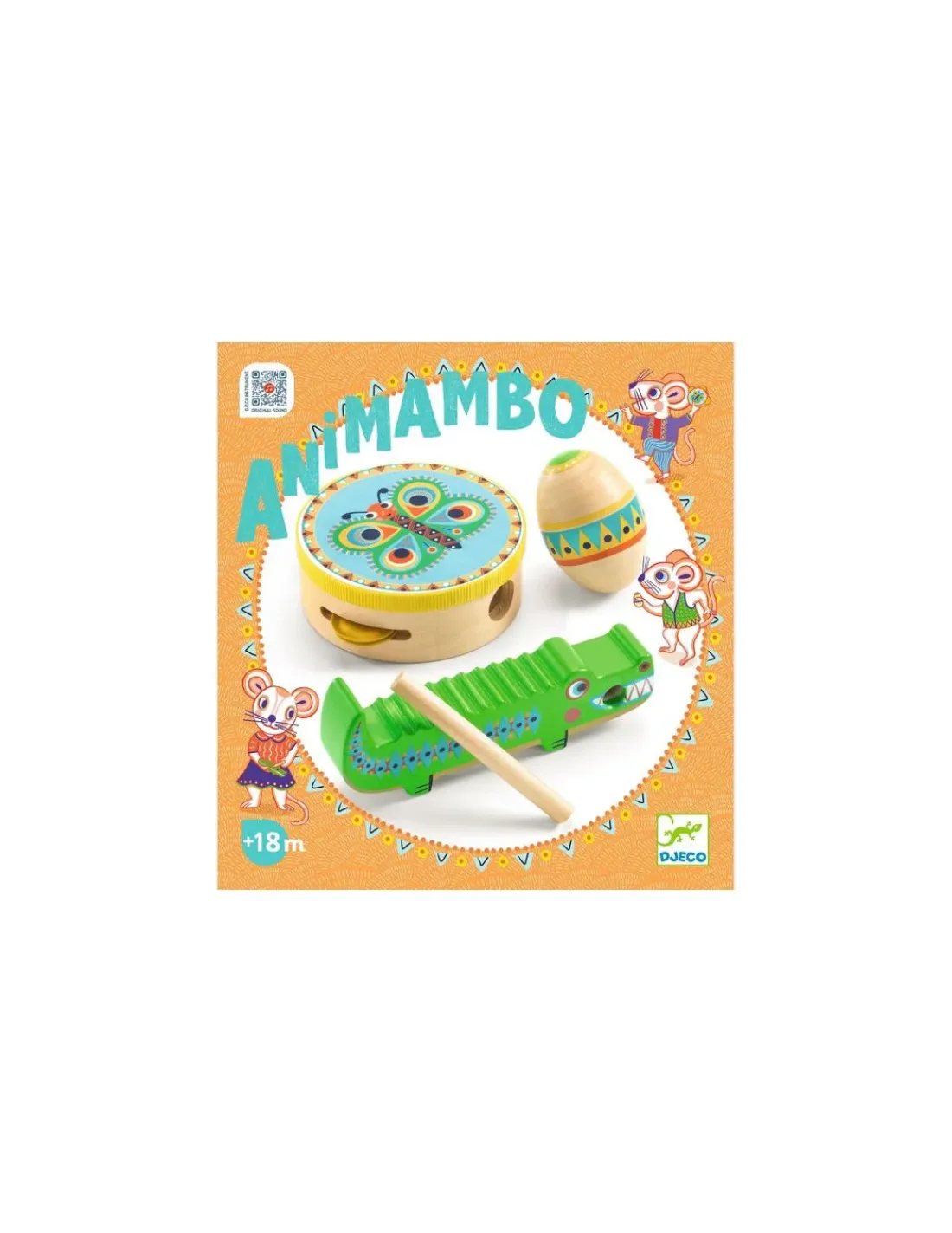 Djeco Set de percusions Animambo : Tambourin, Maracas, Guiro -